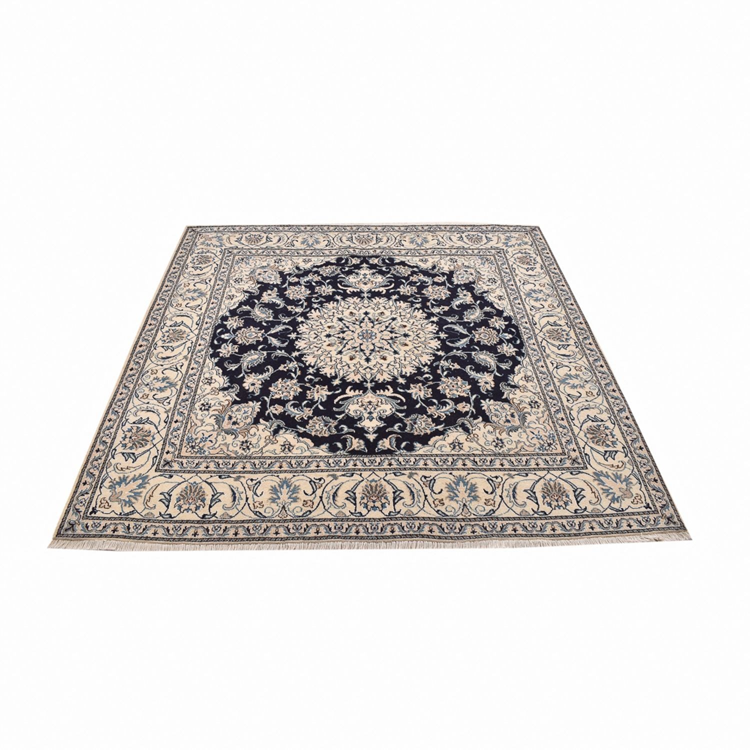 Tapis persan - Nain carré  - 198 x 193 cm - bleu foncé