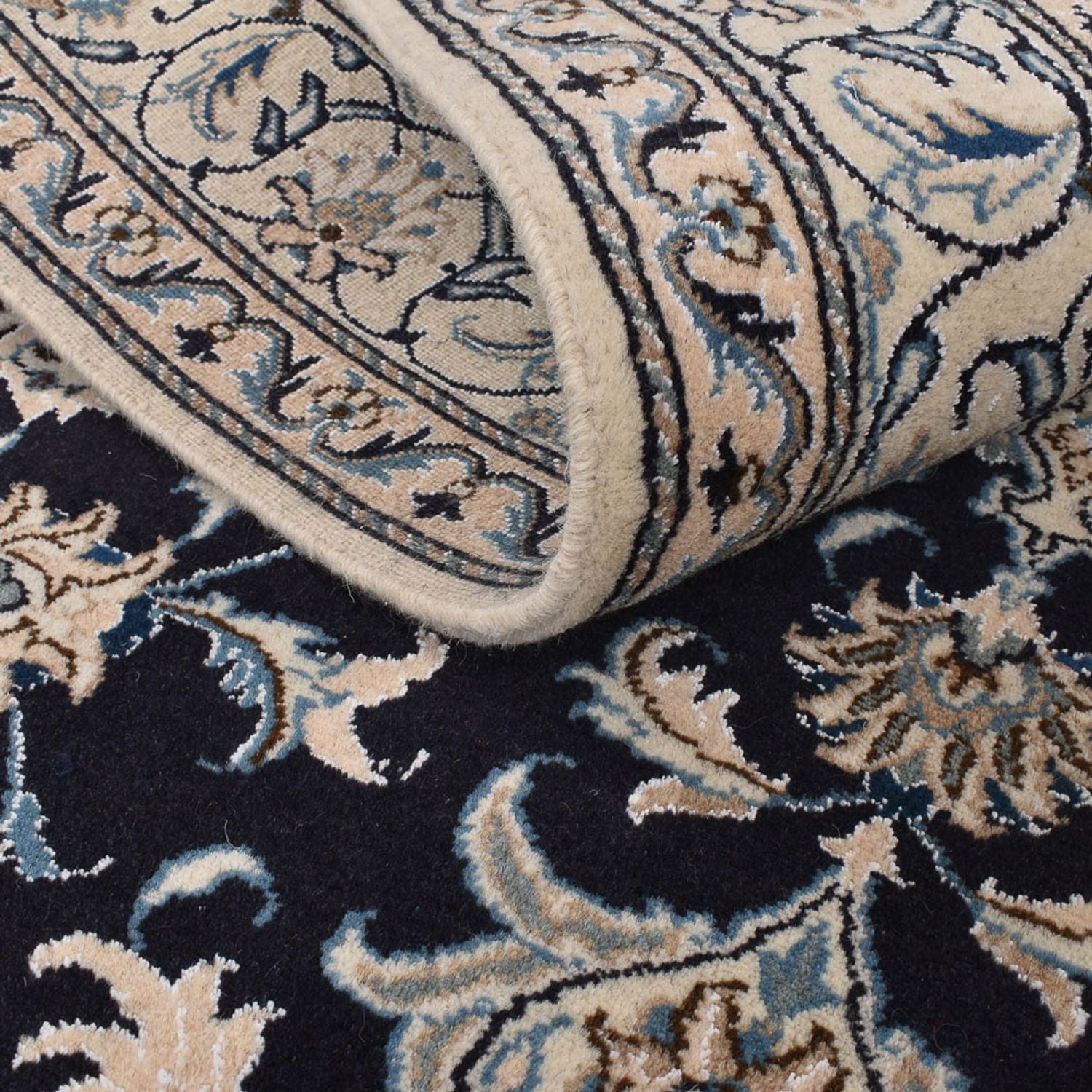 Tapis persan - Nain - 200 x 149 cm - bleu foncé
