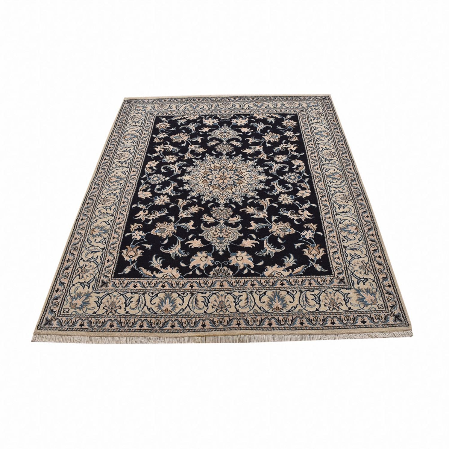 Tapis persan - Nain - 200 x 149 cm - bleu foncé