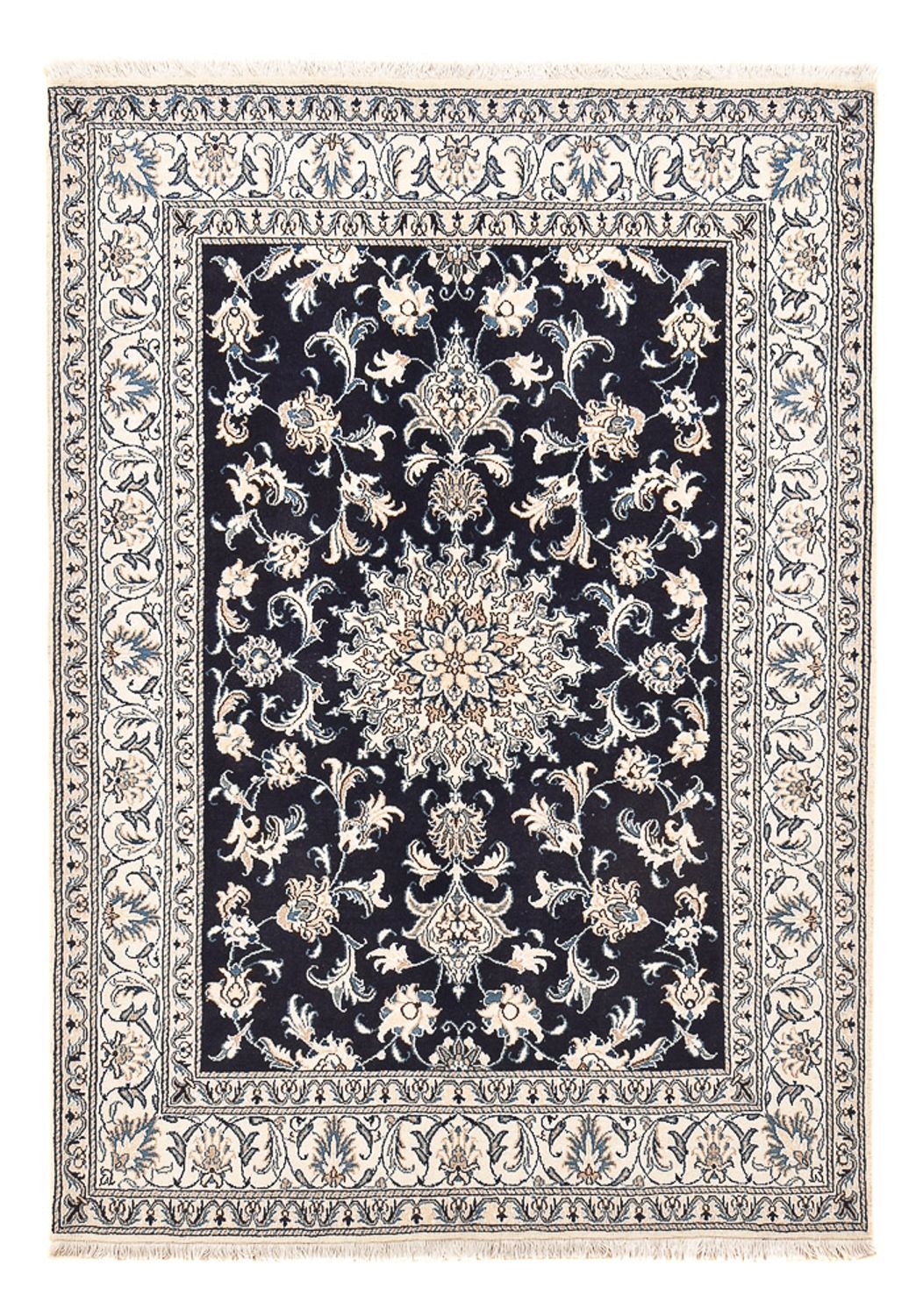 Tapis persan - Nain - 207 x 146 cm - bleu foncé