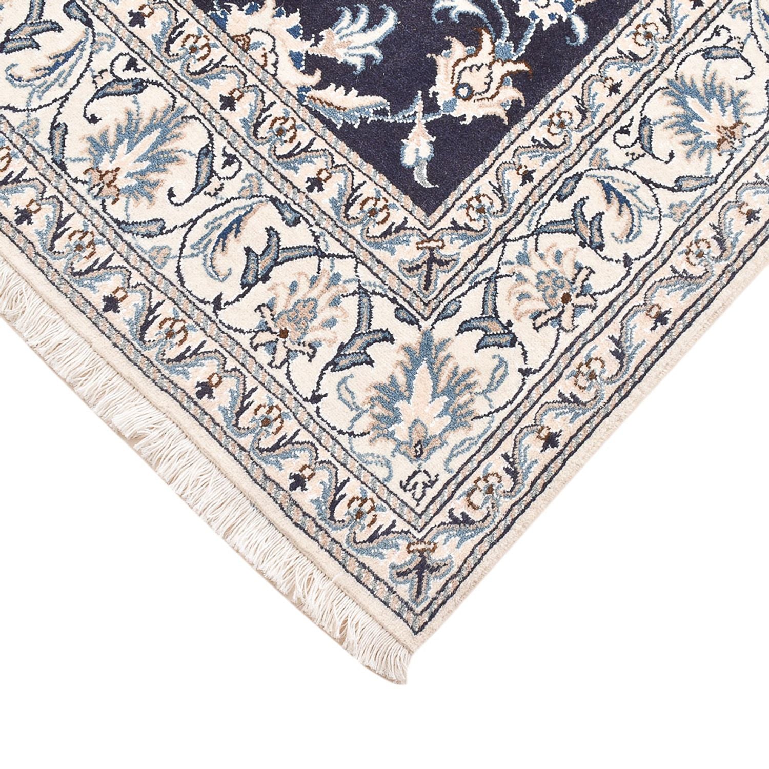 Tapis persan - Nain - 207 x 146 cm - bleu foncé