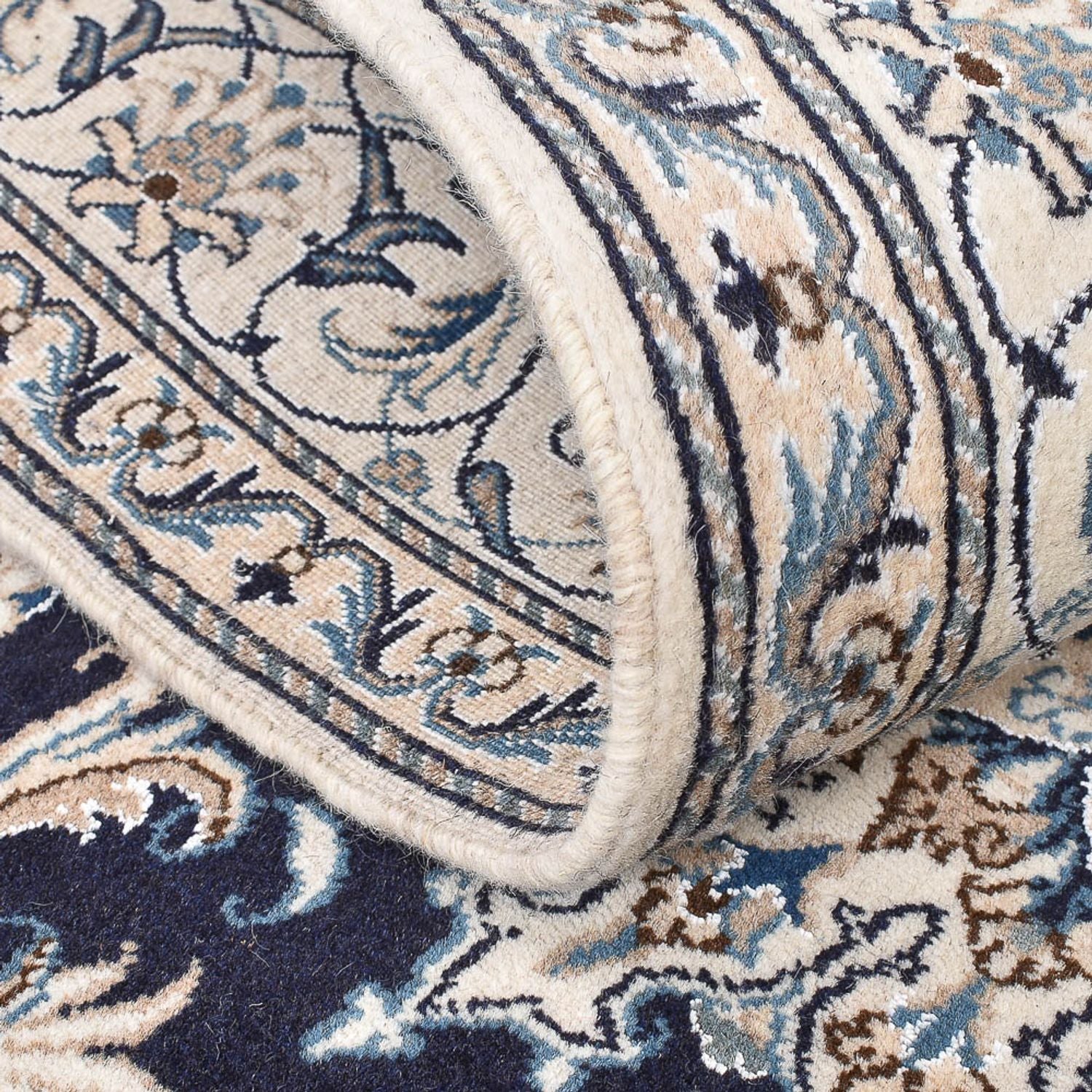 Tapis persan - Nain - 207 x 146 cm - bleu foncé