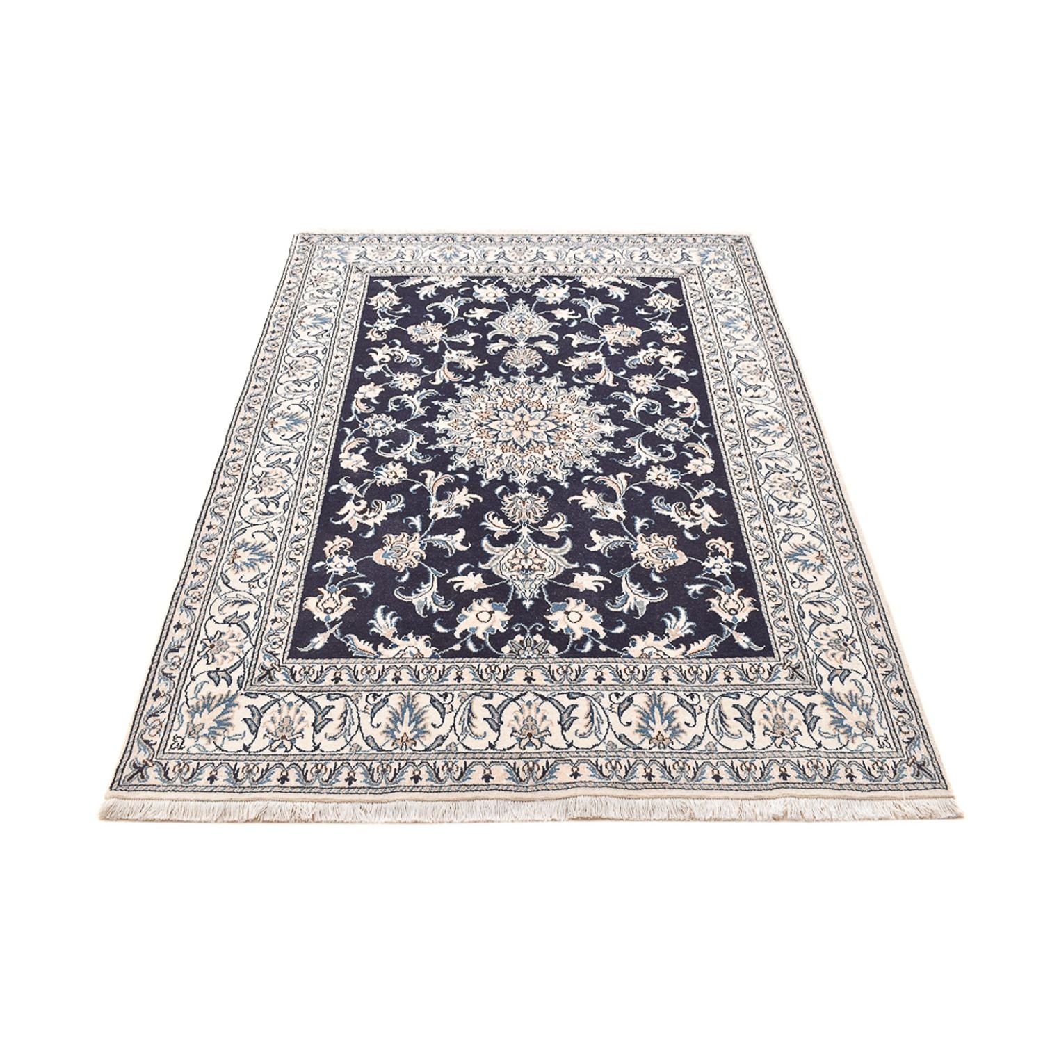 Tapis persan - Nain - 207 x 146 cm - bleu foncé