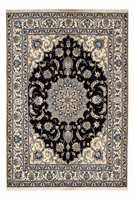 Tapis persan - Nain - 210 x 149 cm - bleu foncé