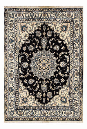 Tapis persan - Nain - 210 x 149 cm - bleu foncé