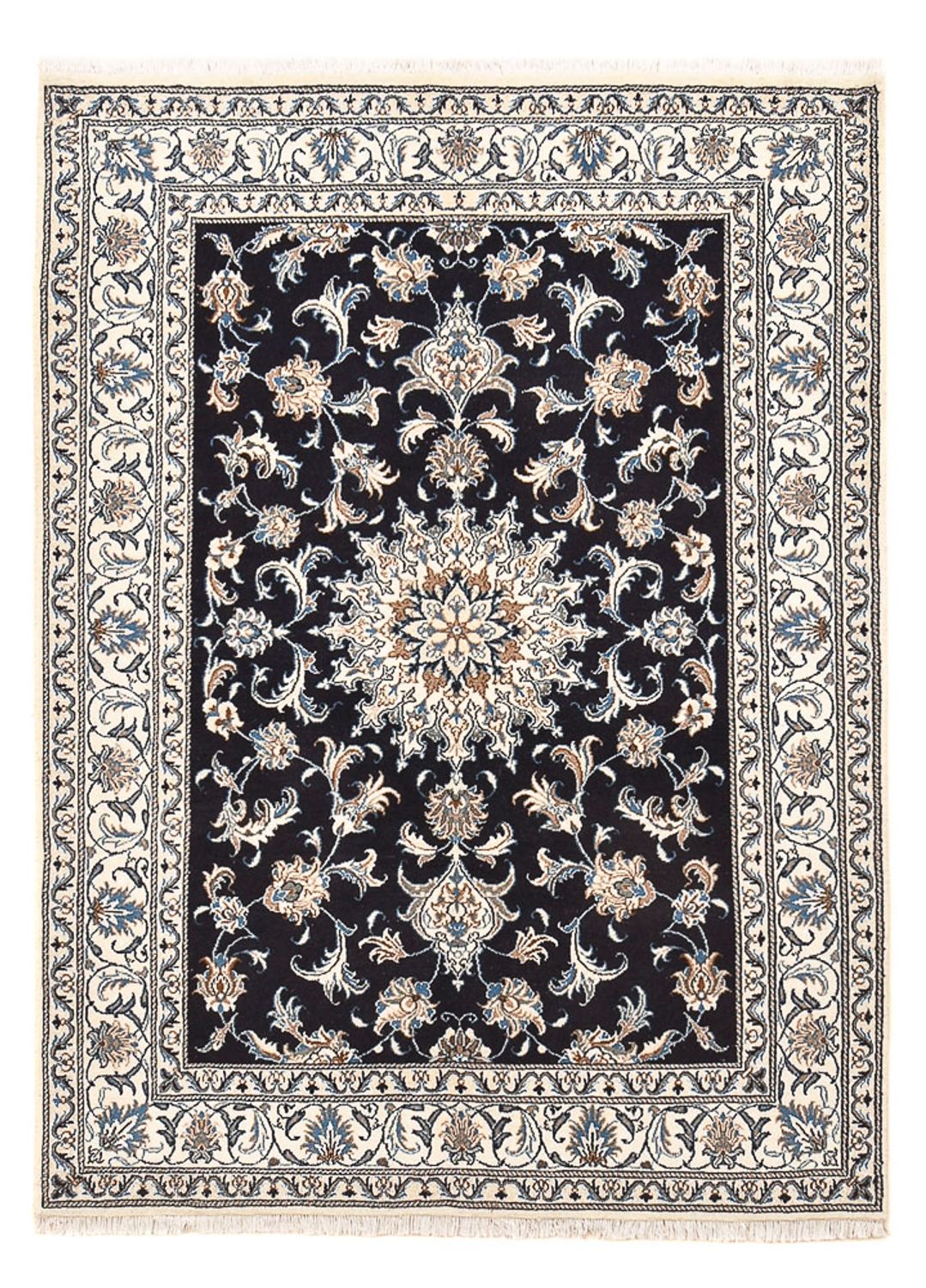 Tapis persan - Nain - 195 x 147 cm - bleu foncé