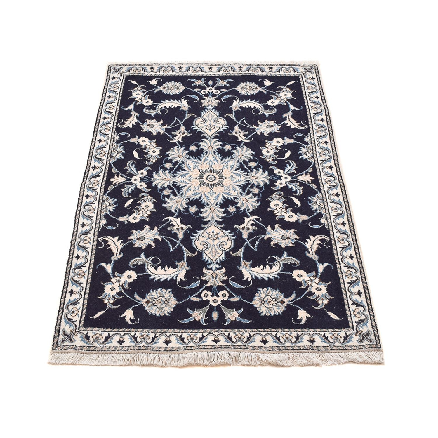 Tapis persan - Nain - 140 x 87 cm - bleu foncé