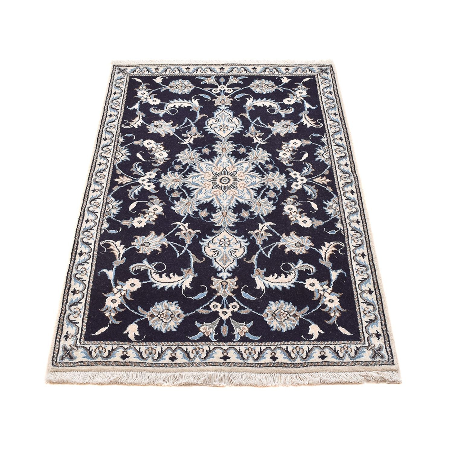 Tapis persan - Nain - 140 x 89 cm - bleu foncé