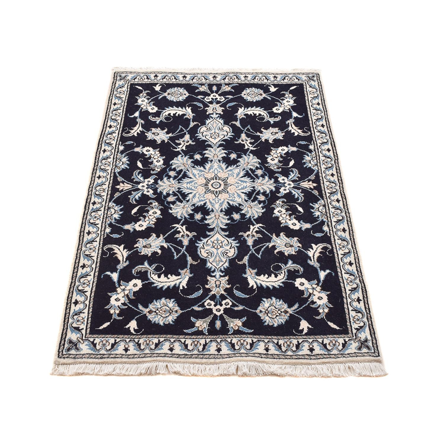 Tapis persan - Nain - 143 x 90 cm - bleu foncé