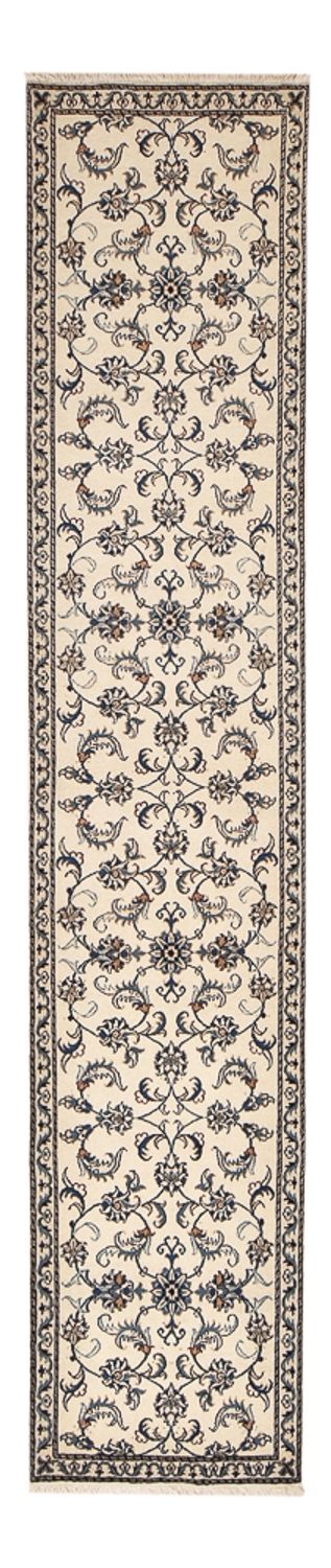Tapis de couloir Tapis persan - Nain - 377 x 79 cm - beige