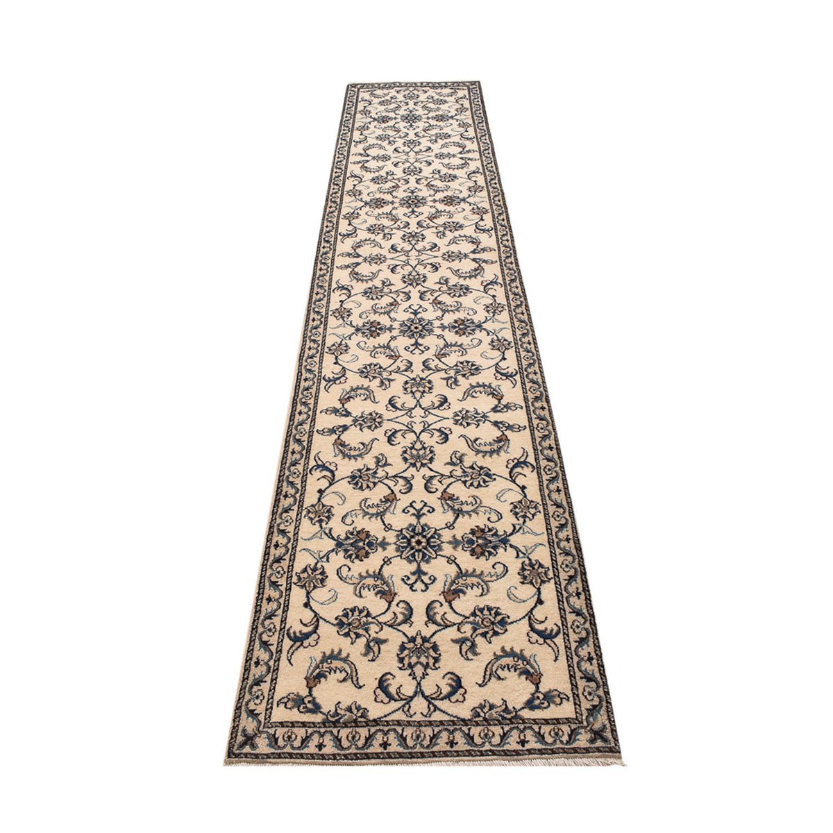 Tapis de couloir Tapis persan - Nain - 377 x 79 cm - beige