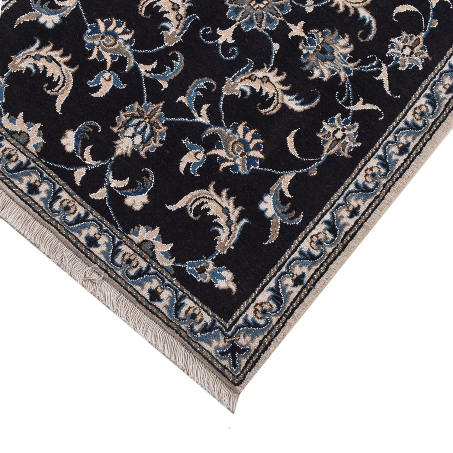 Tapis de couloir Tapis persan - Nain - 292 x 78 cm - bleu foncé
