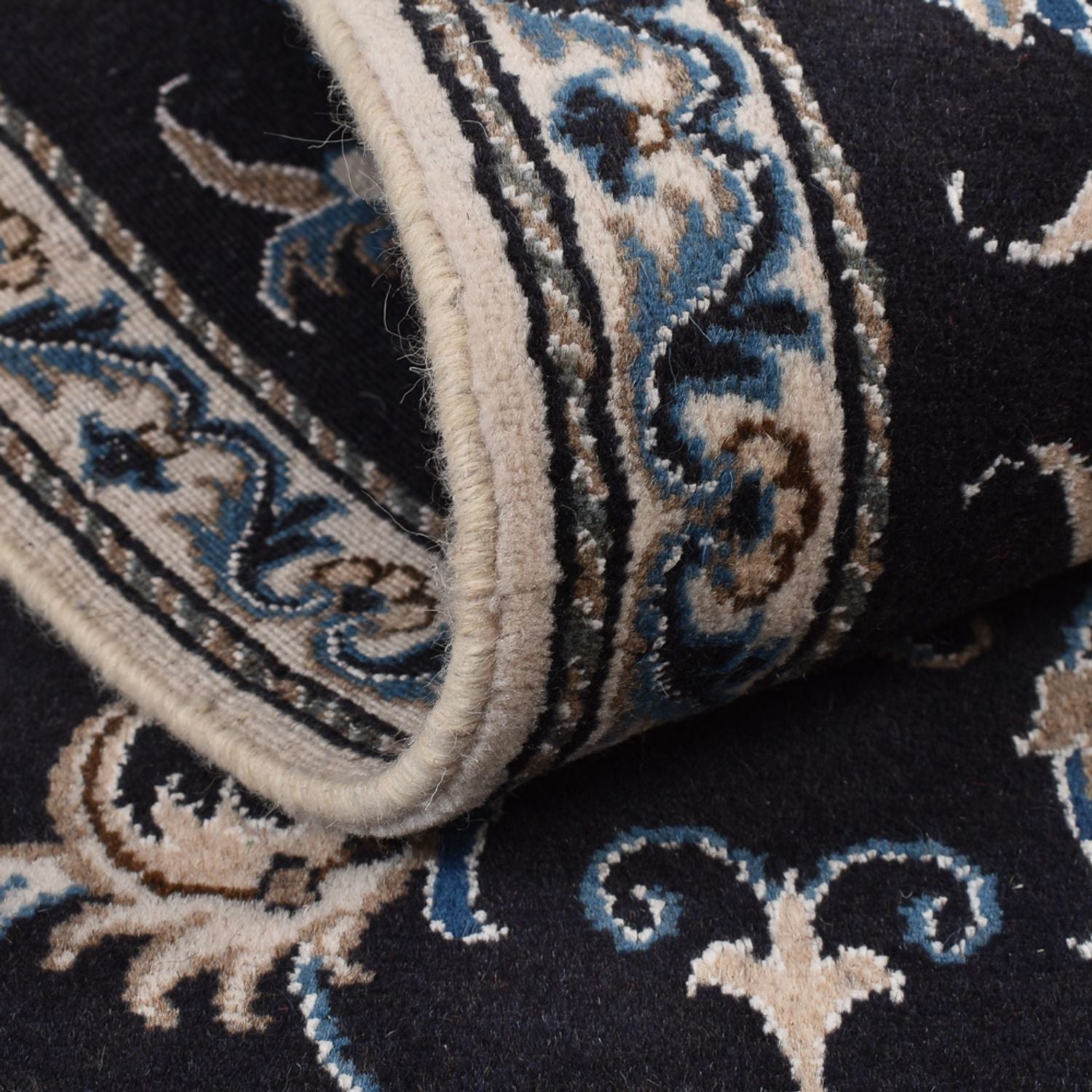 Tapis de couloir Tapis persan - Nain - 292 x 78 cm - bleu foncé