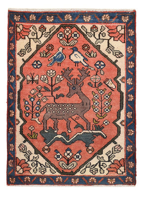 Tapis persan - Nomadic - 92 x 67 cm - rouge clair