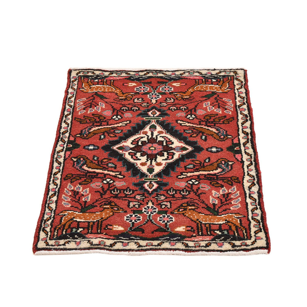 Tapis persan - Nomadic - 77 x 54 cm - rouge foncé