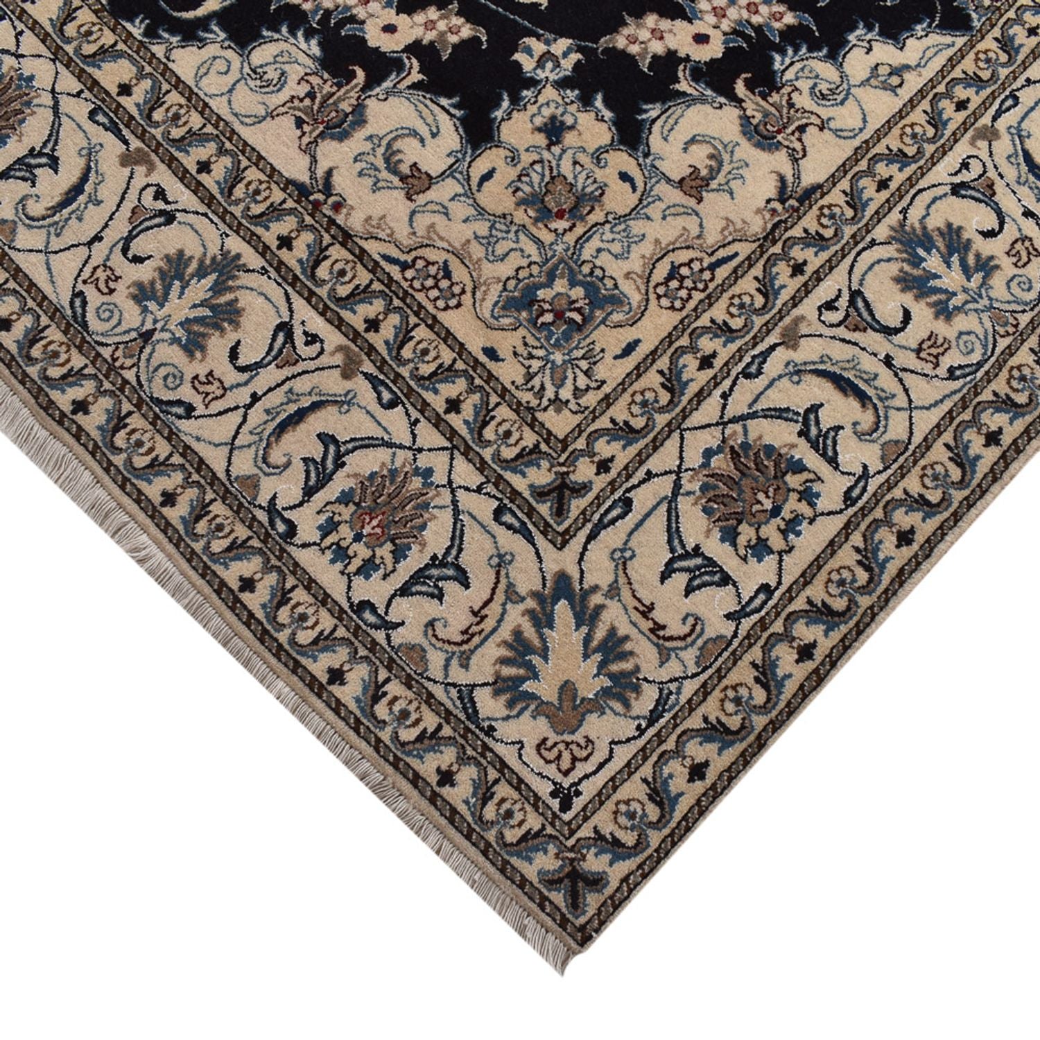 Tapis persan - Nain - 293 x 200 cm - bleu foncé