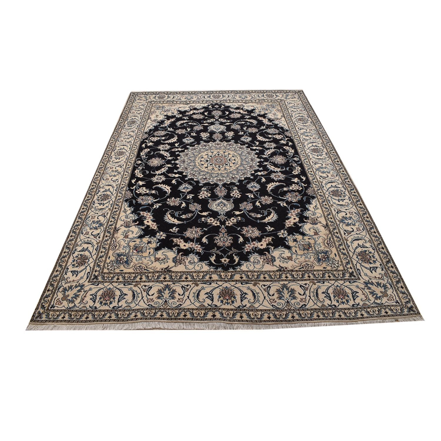 Tapis persan - Nain - 293 x 200 cm - bleu foncé