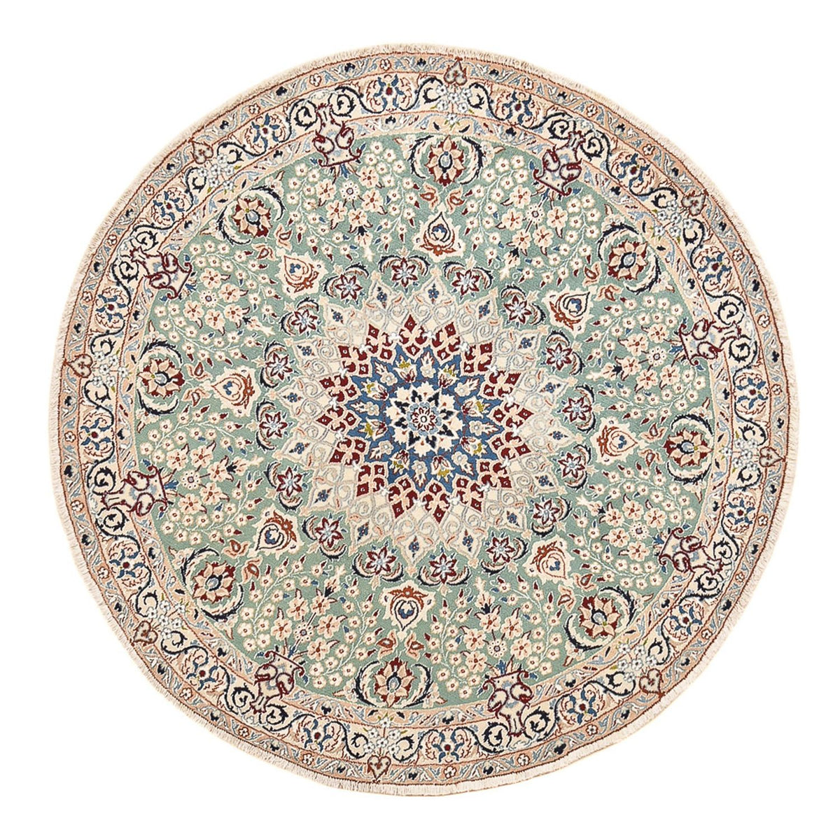 Tapis persan - Nain - Royal ronde  - 139 x 139 cm - vert clair