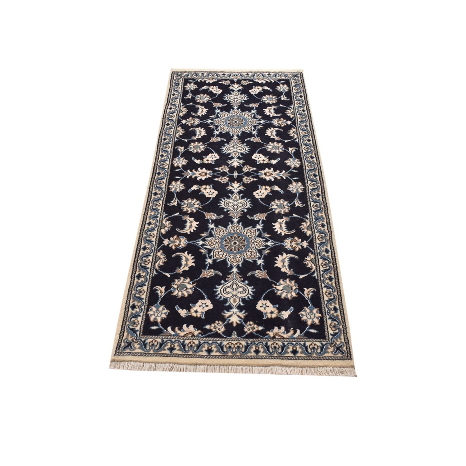 Tapis de couloir Tapis persan - Nain - 200 x 79 cm - bleu foncé