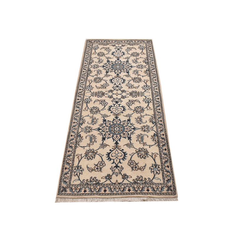 Tapis de couloir Tapis persan - Nain - 201 x 77 cm - beige