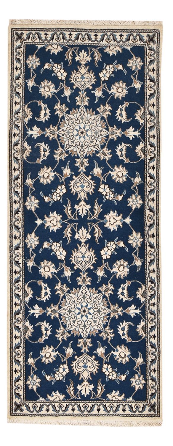 Tapis de couloir Tapis persan - Nain - 197 x 76 cm - bleu foncé