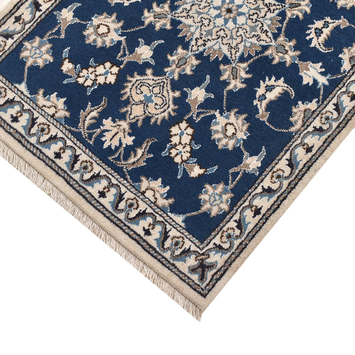 Tapis de couloir Tapis persan - Nain - 197 x 76 cm - bleu foncé