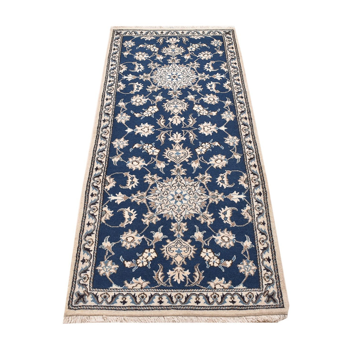 Tapis de couloir Tapis persan - Nain - 197 x 76 cm - bleu foncé
