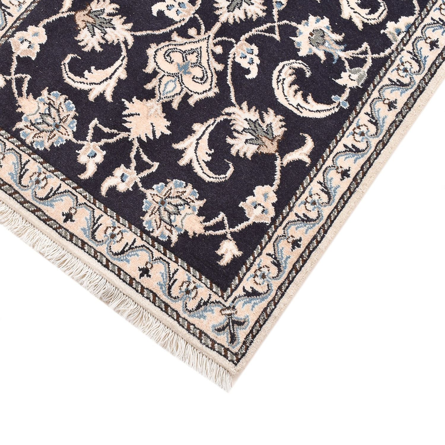 Tapis persan - Nain - 135 x 70 cm - bleu foncé