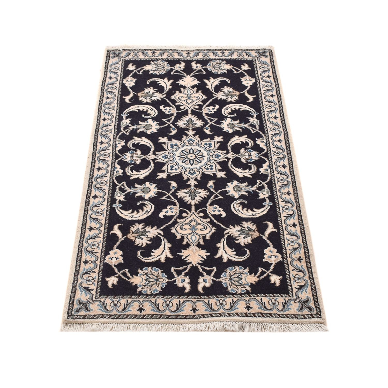 Tapis persan - Nain - 135 x 70 cm - bleu foncé