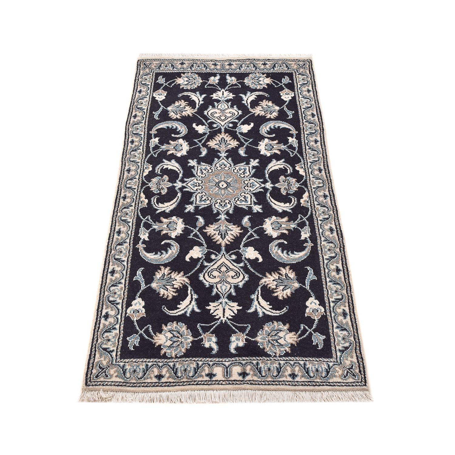 Tapis persan - Nain - 145 x 68 cm - bleu foncé