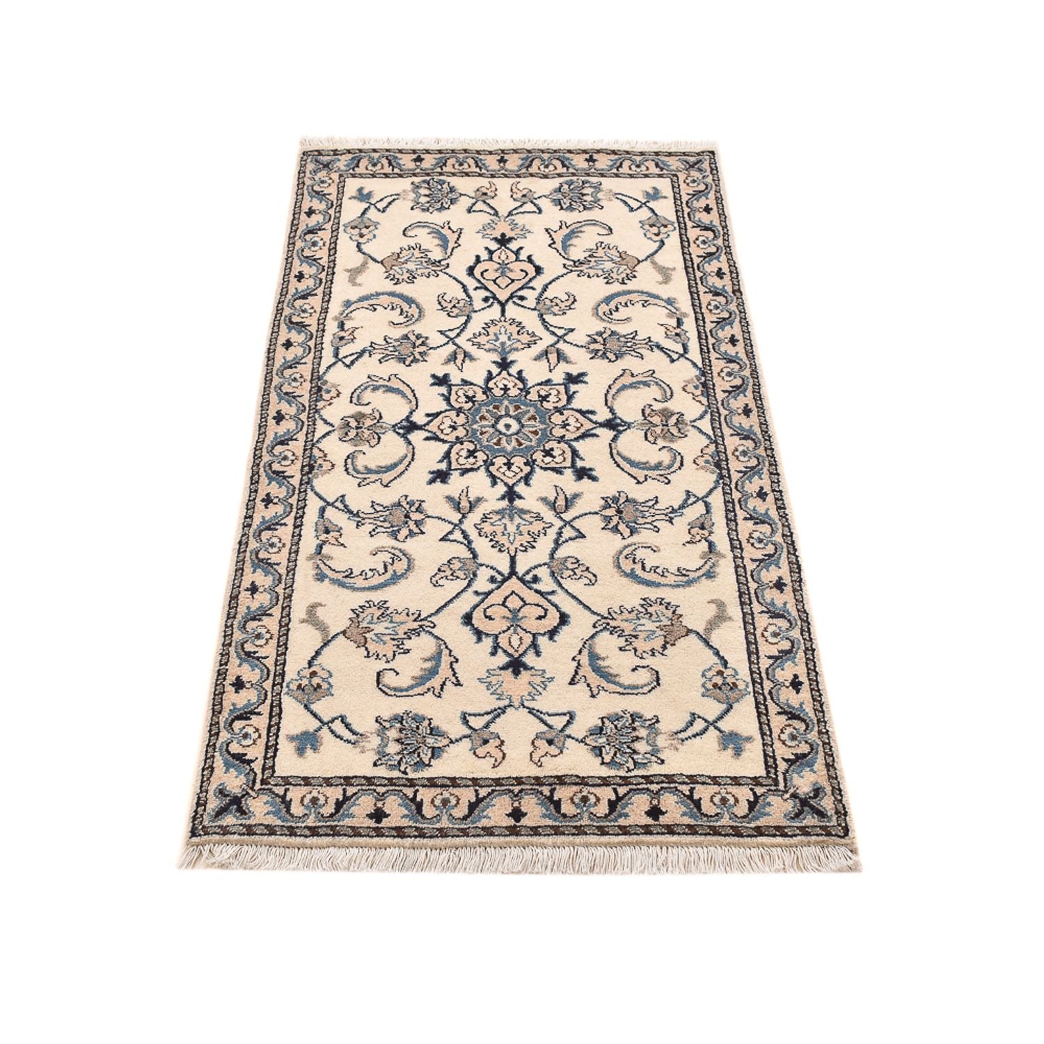 Tapis persan - Nain - 139 x 68 cm - gris clair