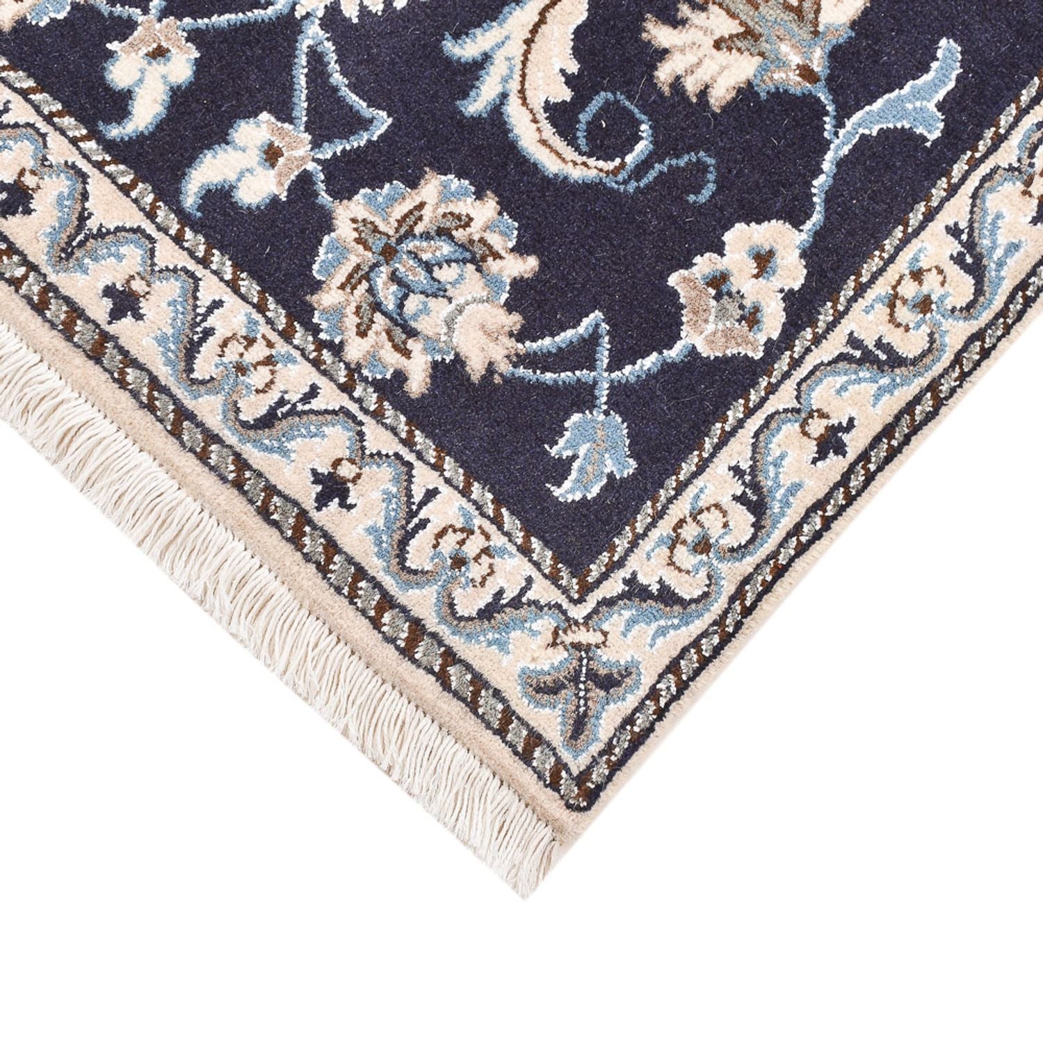 Tapis persan - Nain - 139 x 68 cm - bleu foncé