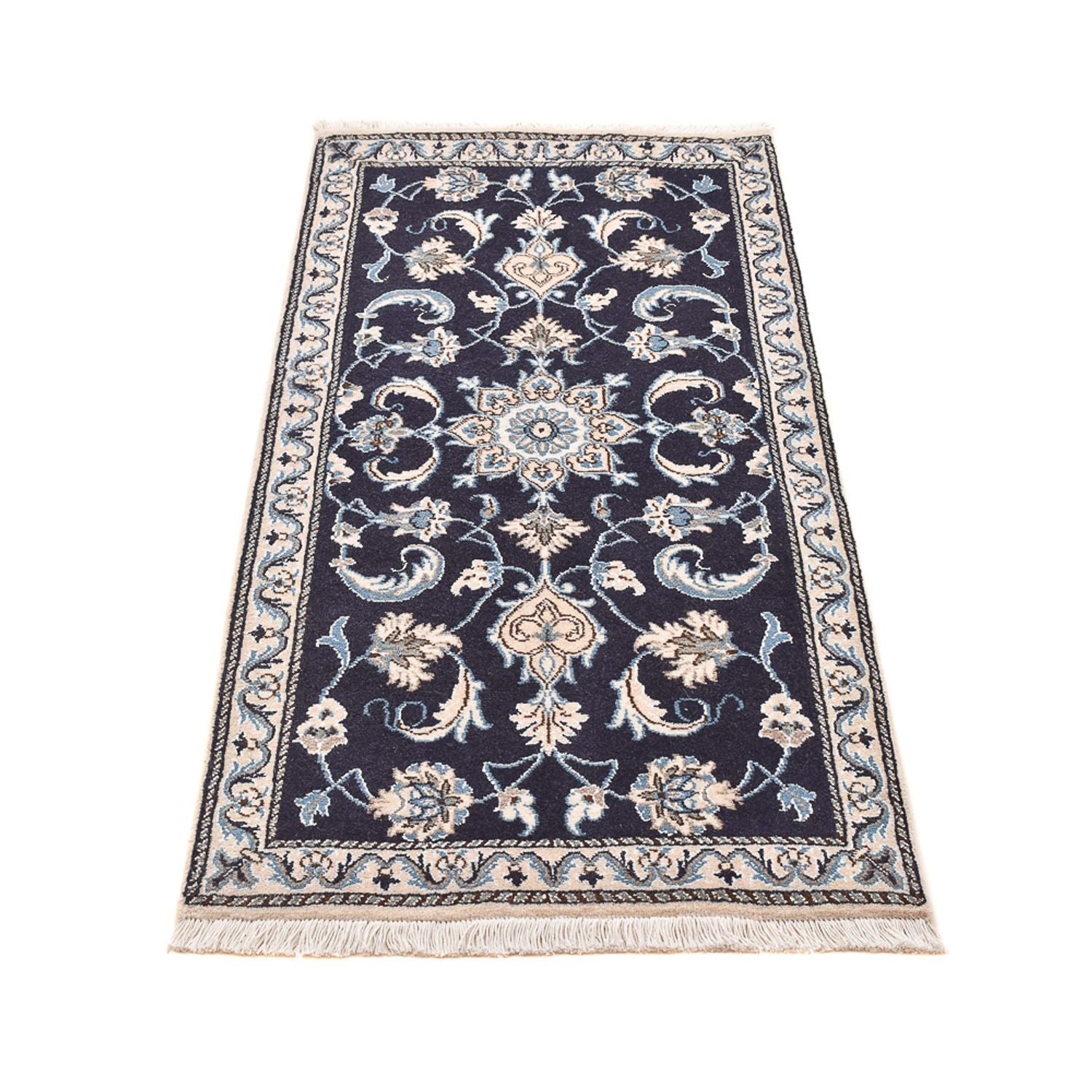Tapis persan - Nain - 139 x 68 cm - bleu foncé