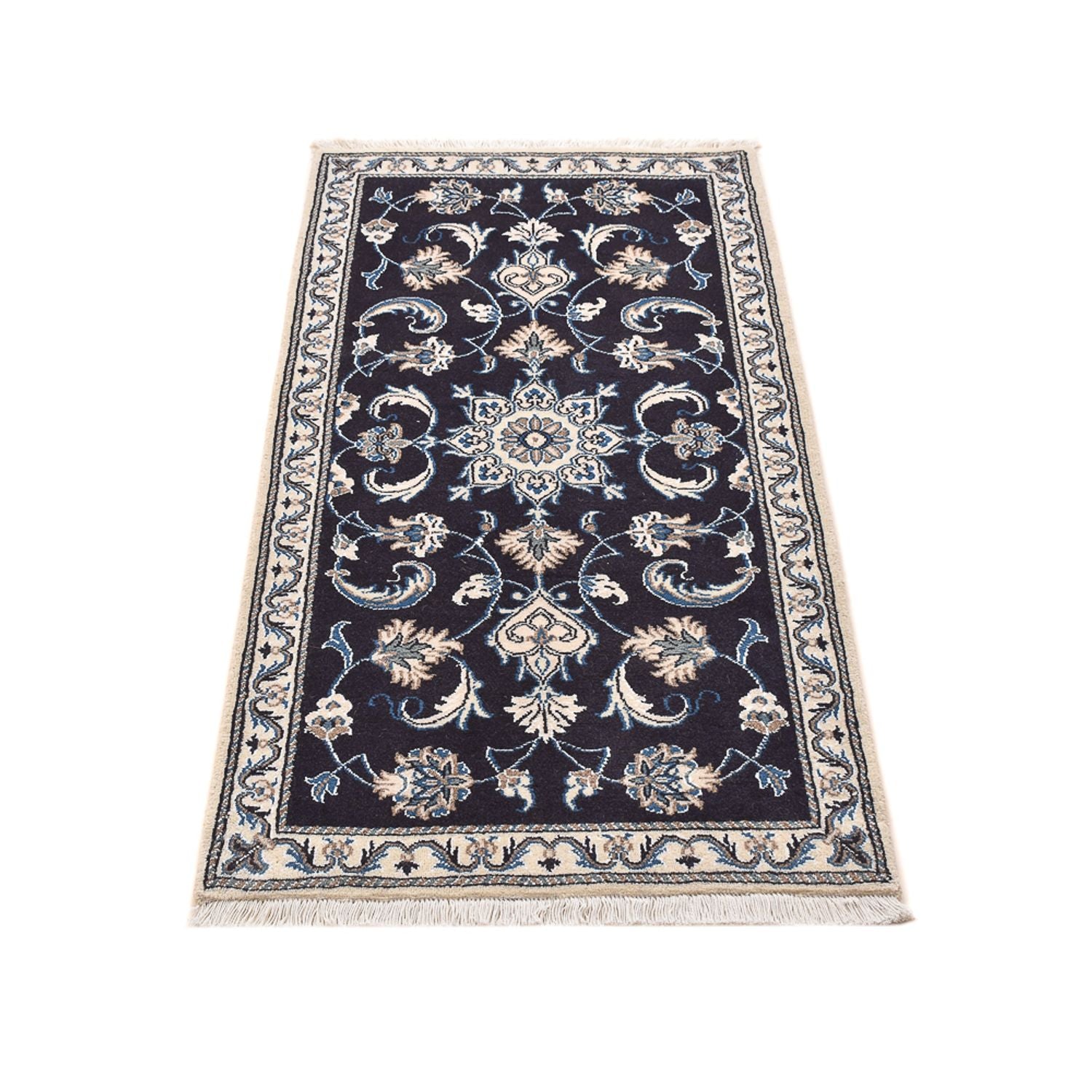 Tapis persan - Nain - 140 x 70 cm - bleu foncé