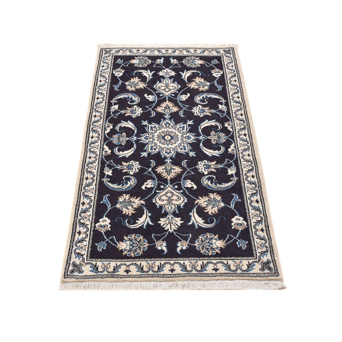 Tapis persan - Nain - 140 x 70 cm - bleu foncé