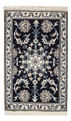Tapis persan - Nain - 90 x 55 cm - bleu foncé