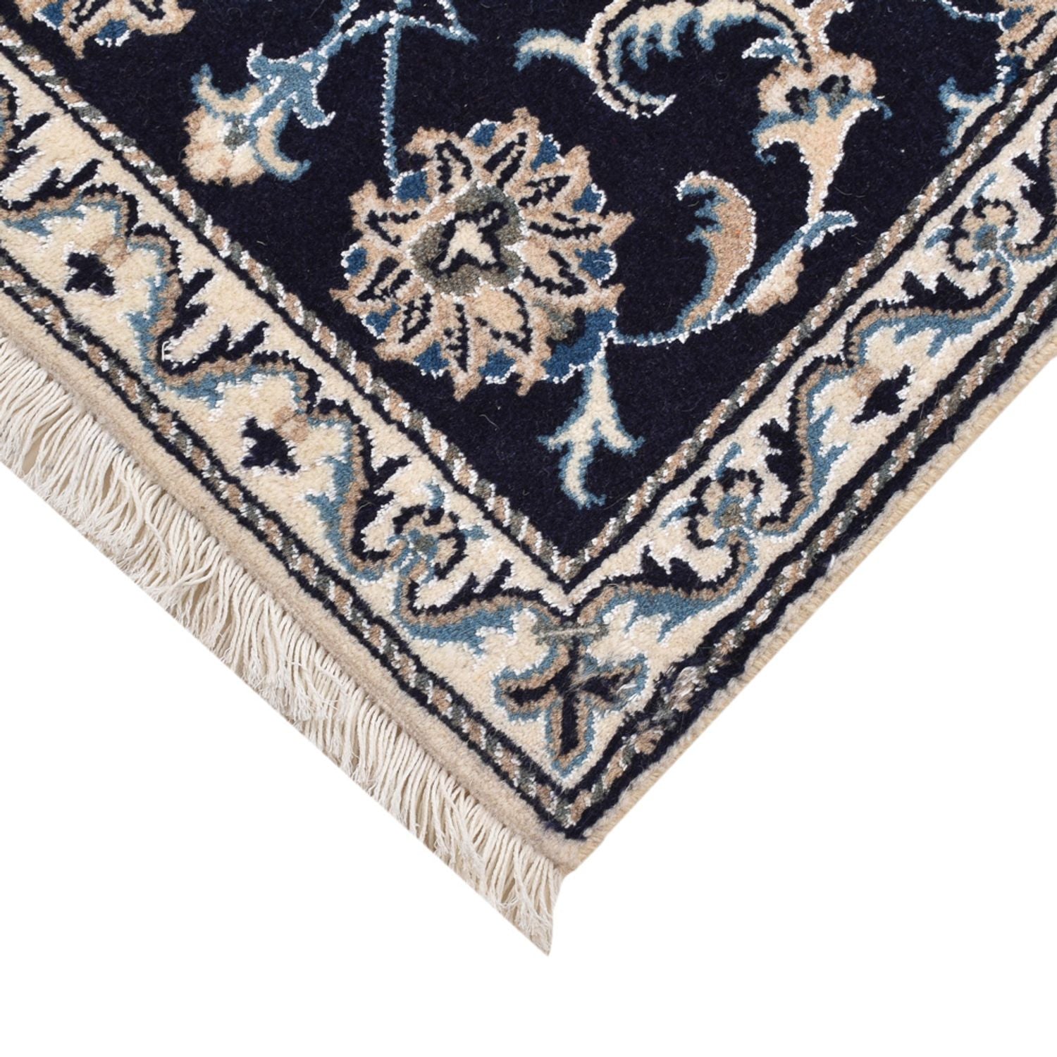 Tapis persan - Nain - 90 x 55 cm - bleu foncé