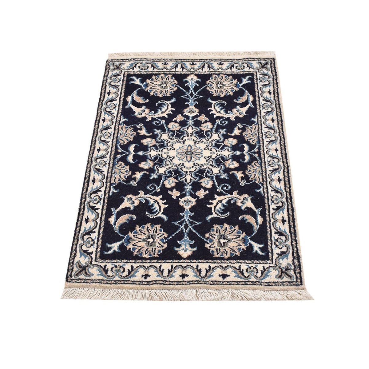 Tapis persan - Nain - 90 x 55 cm - bleu foncé