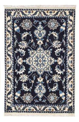 Tapis persan - Nain - 90 x 62 cm - bleu foncé