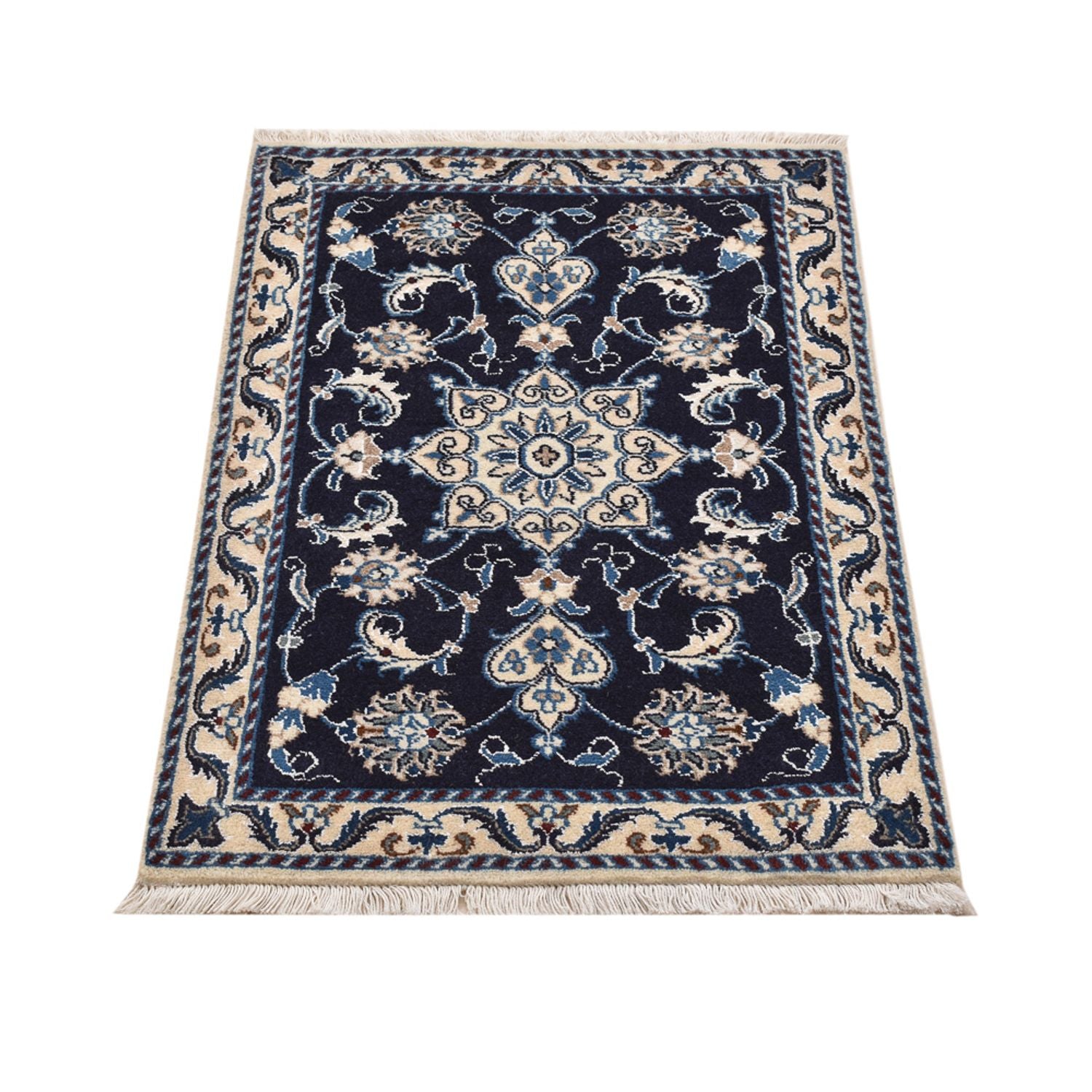 Tapis persan - Nain - 90 x 62 cm - bleu foncé