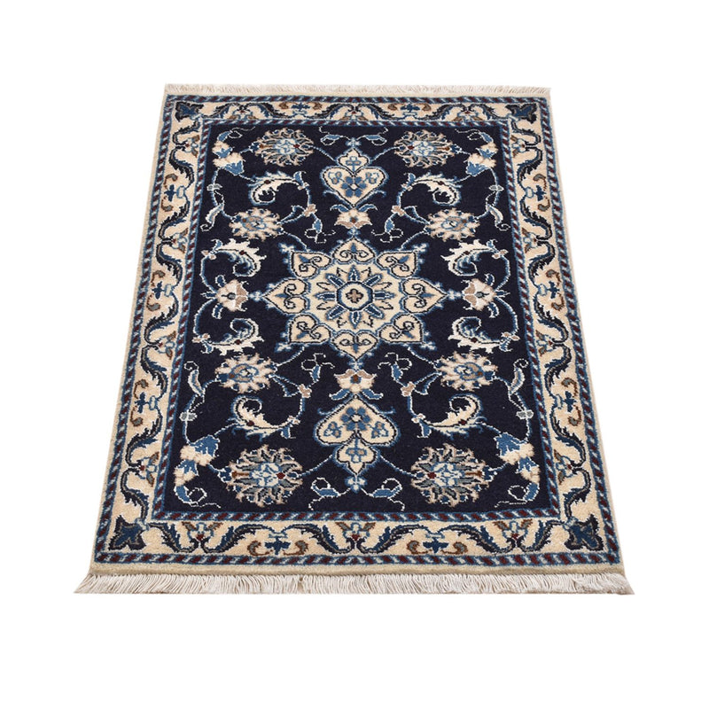 Tapis persan - Nain - 90 x 62 cm - bleu foncé