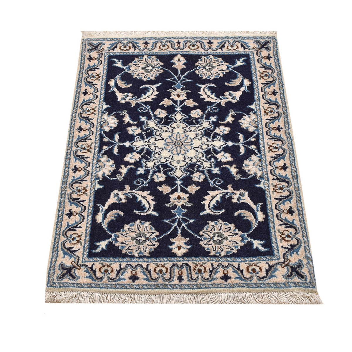 Tapis persan - Nain - 89 x 57 cm - bleu foncé
