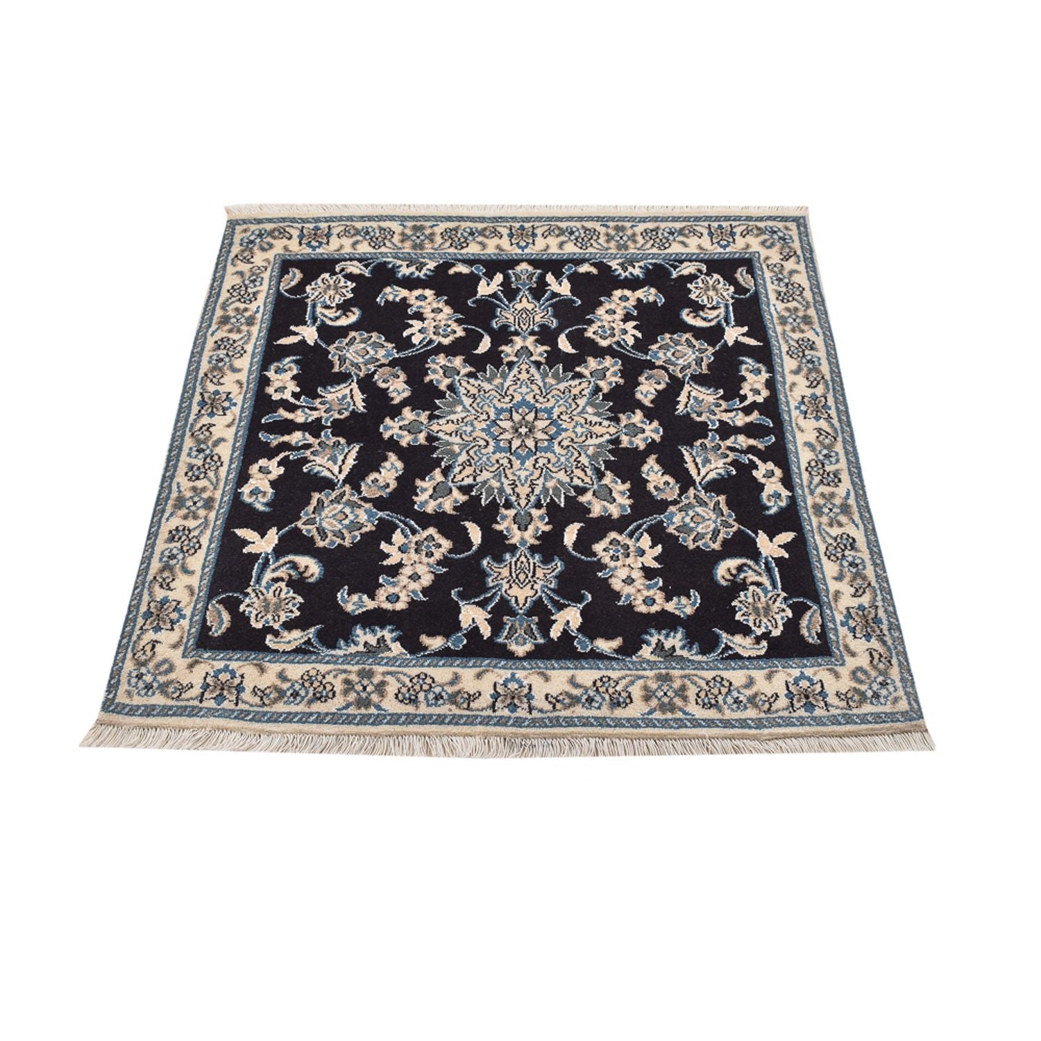 Tapis de couloir Tapis persan - Nain - 100 x 93 cm - bleu foncé