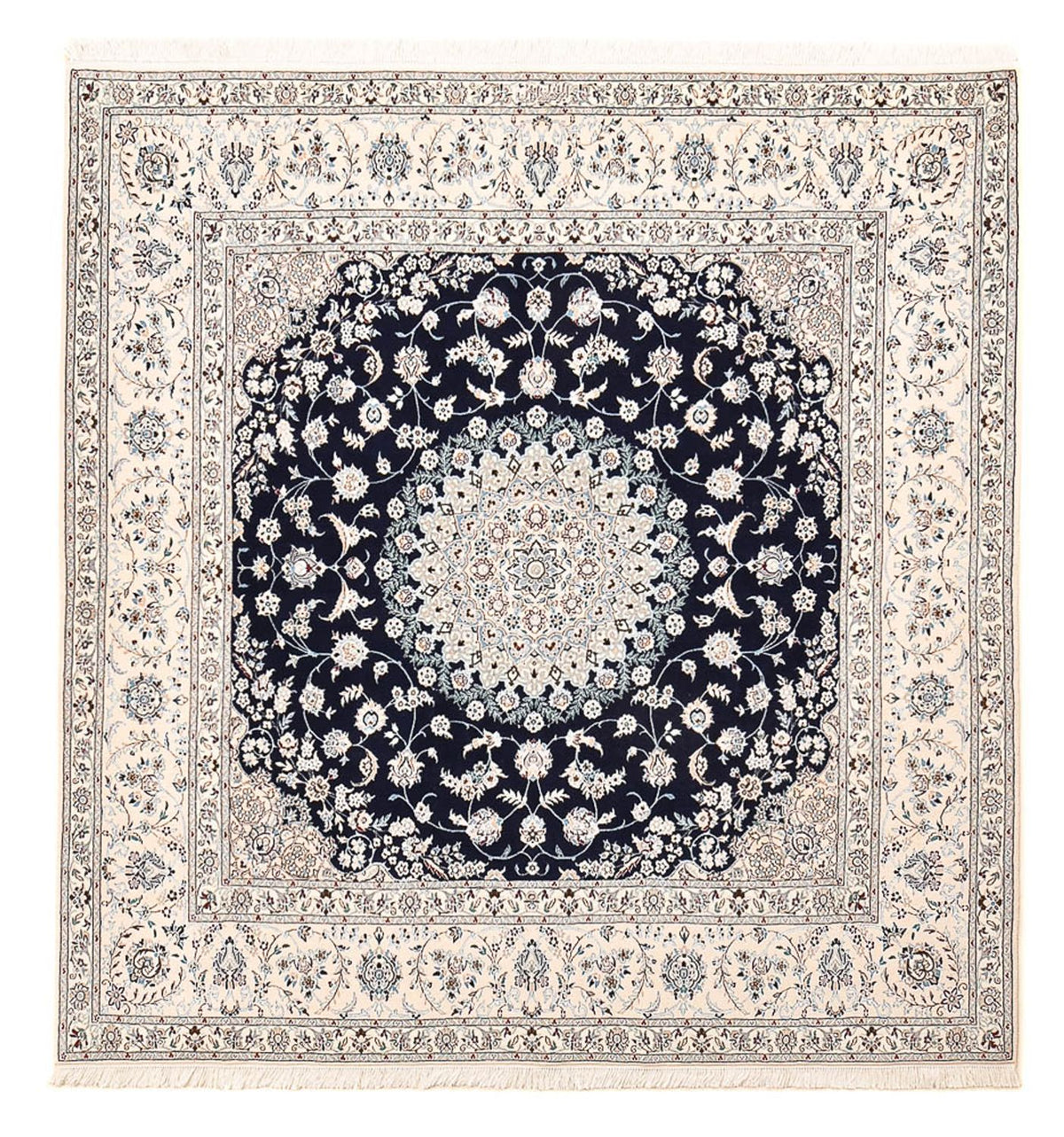 Tapis persan - Nain - Premium carré  - 206 x 206 cm - bleu foncé