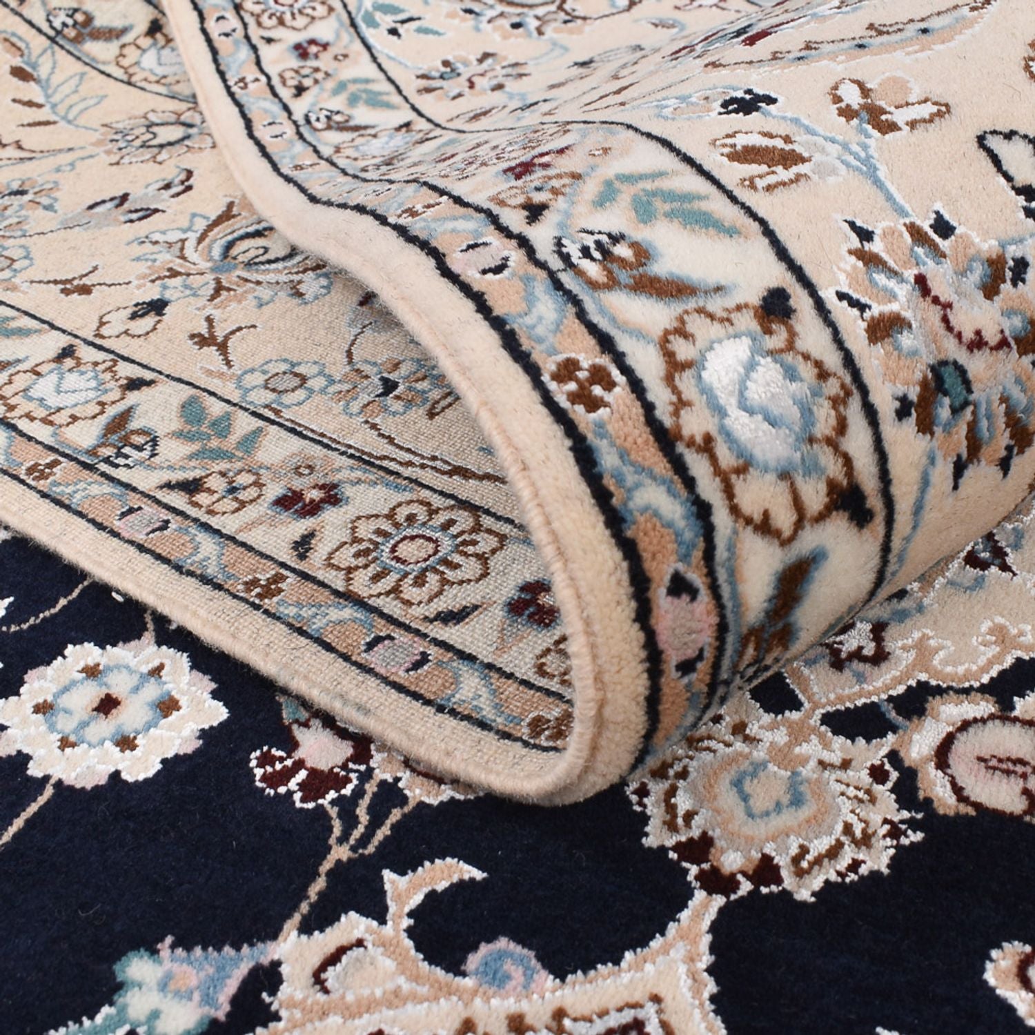 Tapis persan - Nain - Premium - 237 x 158 cm - bleu foncé
