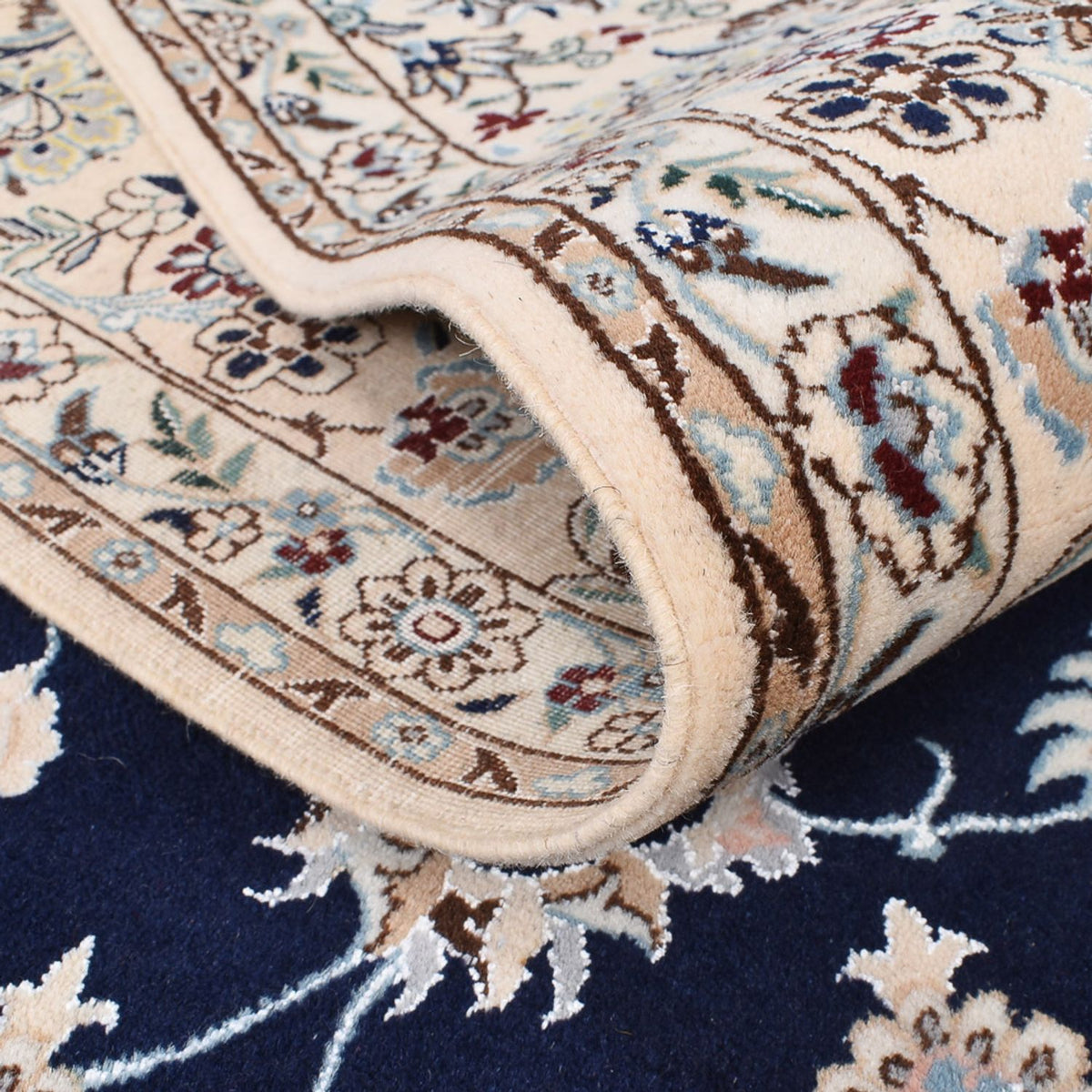 Tapis persan - Nain - Premium - 245 x 165 cm - bleu foncé