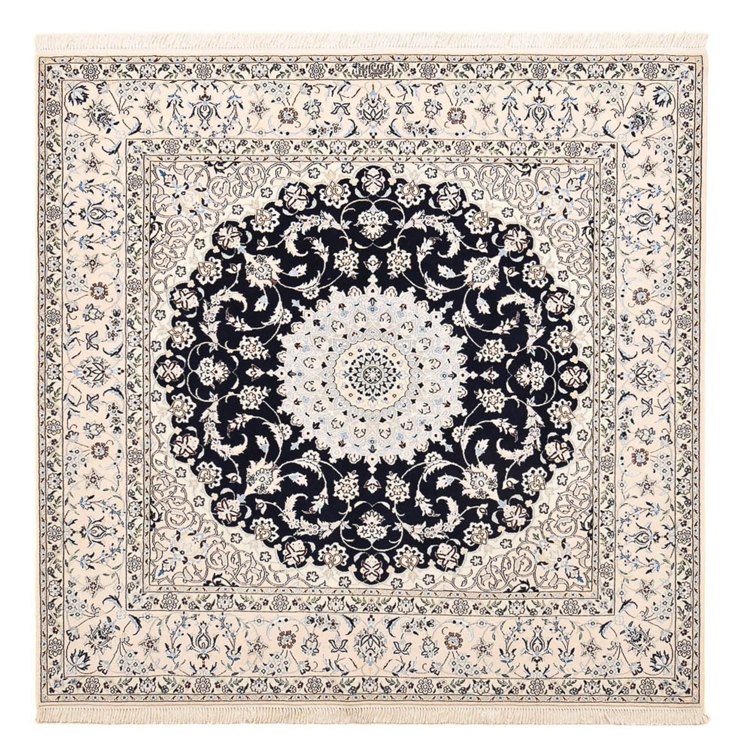 Tapis persan - Nain - Premium carré  - 181 x 178 cm - bleu foncé