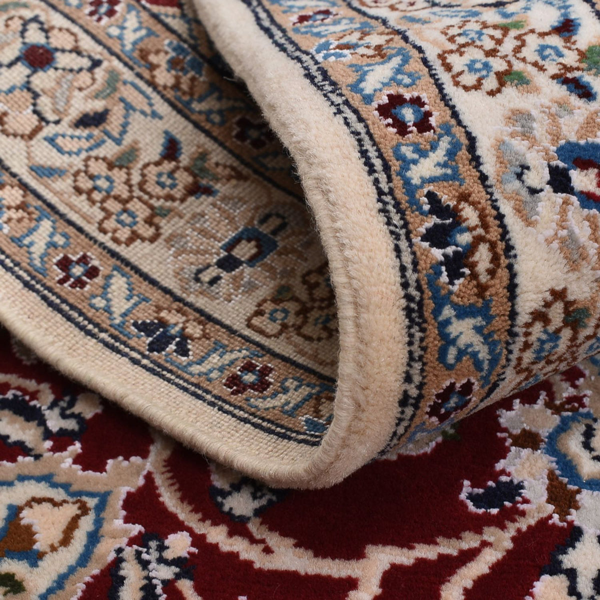 Tapis persan - Nain - Royal - 94 x 63 cm - rouge foncé