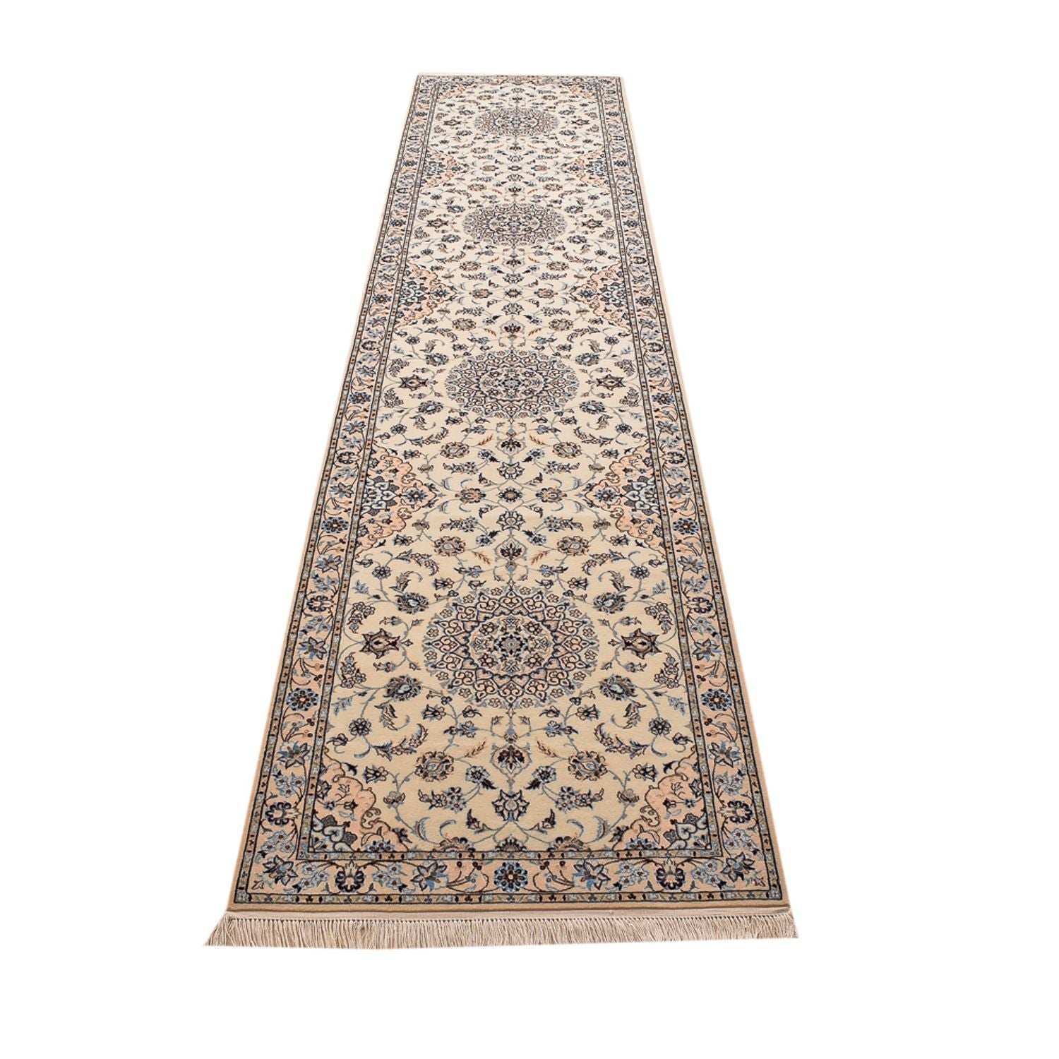 Tapis de couloir Tapis persan - Nain - Premium - 397 x 87 cm - beige