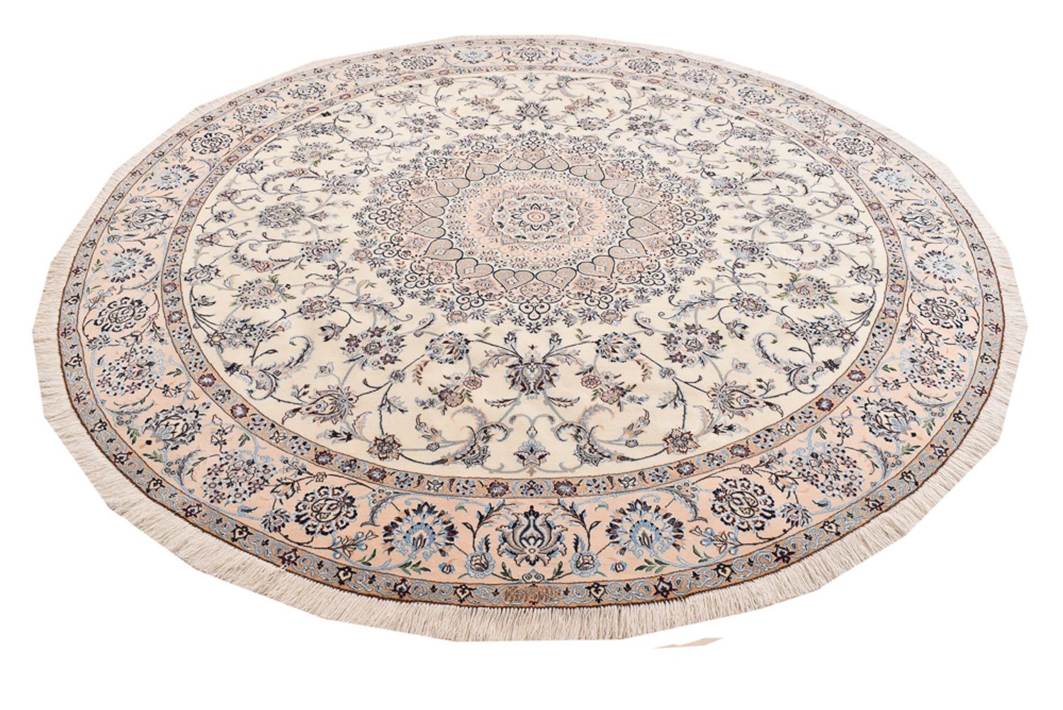 Tapis persan - Nain - Premium ronde  - 252 x 252 cm - crème